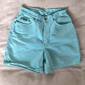Vintage CK Calvin Klein Aqua/Mint/Turquoise High-Rise Denim Jean Shorts
